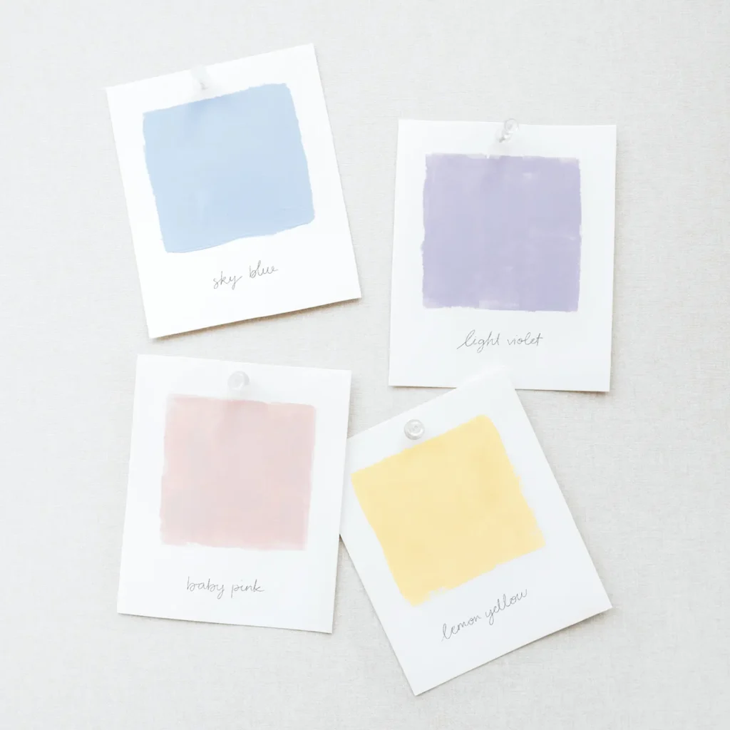 Colorful brush strokes on swatches