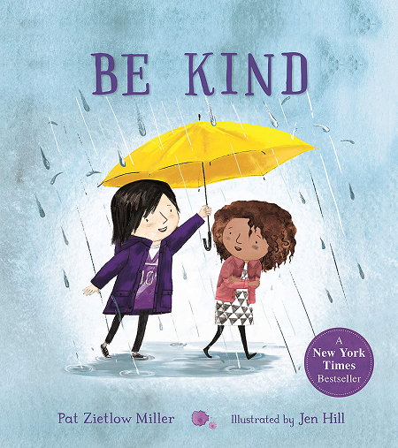 Children under yellow umbrella, Be Kind book cover.