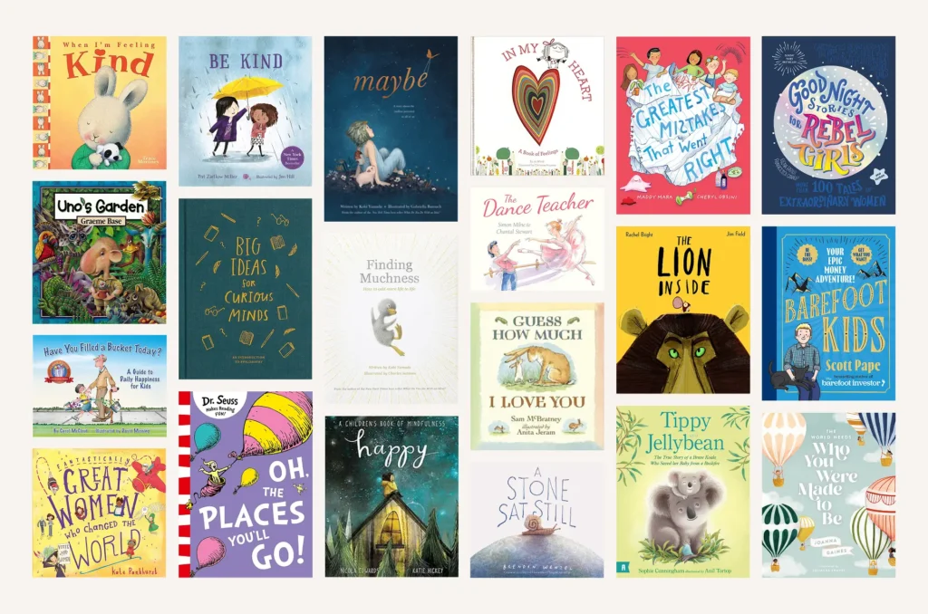 Grid of diverse children's book covers.